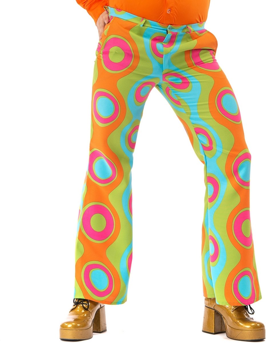 Hippie Kostuum | Jaren 60 Psychedelische Golven Flower Power Hippie Festival Broek Man | 3XL | Carnaval kostuum | Verkleedkleding